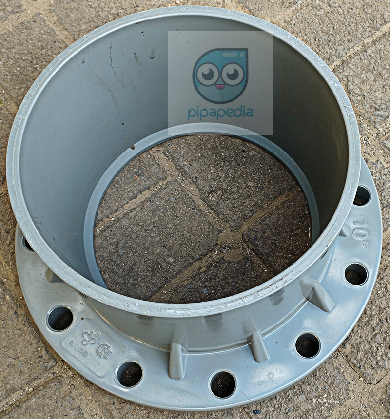 Flange PVC CM AW 10 inch dilihat dari atas kiri