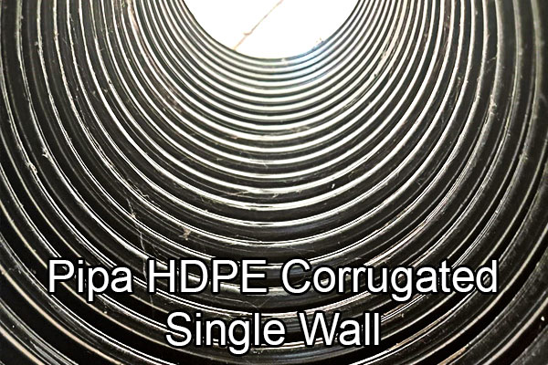 Pipa HDPE corrugated single wall tampak dalam