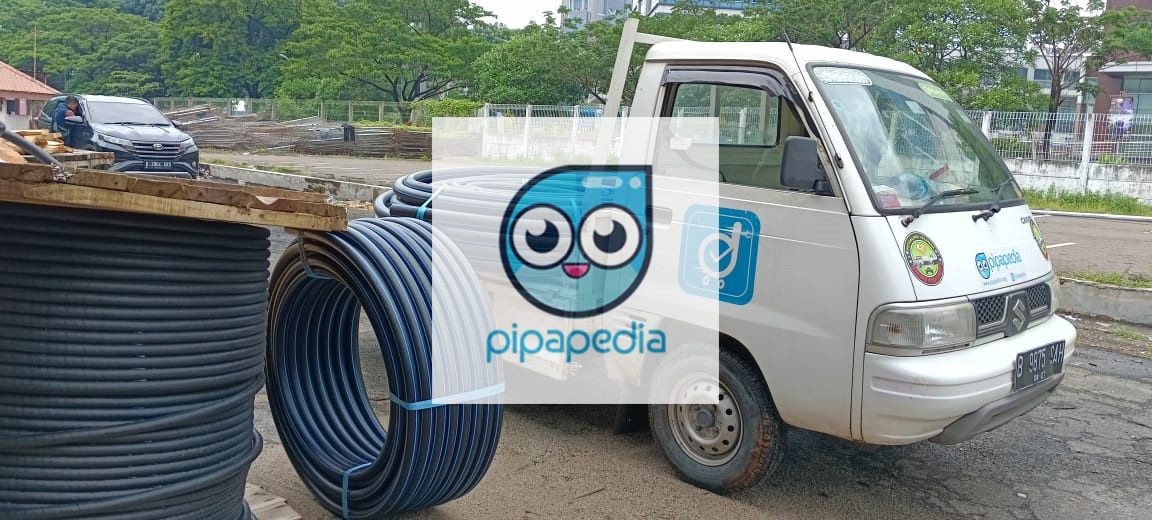 pengiriman pipa HDPE pesanan pak Hendro di Kemayoran, proyek gantangan burung angkasa enterprise