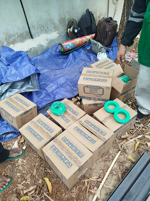 Kardus fitting dan aksesoris penyambung Rucika Kelen Green lengkap untuk proyek Cibis Park PT NTM